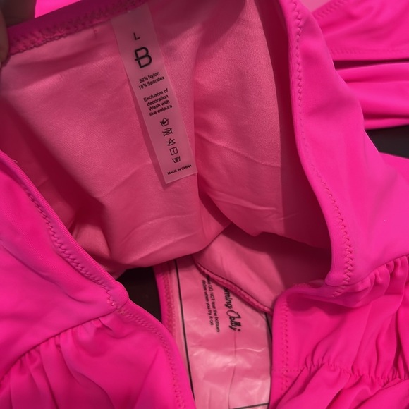 Blooming Jelly High Waisted Bikini Halter Criss Cross Wrap Swim Suit Hot Pink - Picture 8 of 15